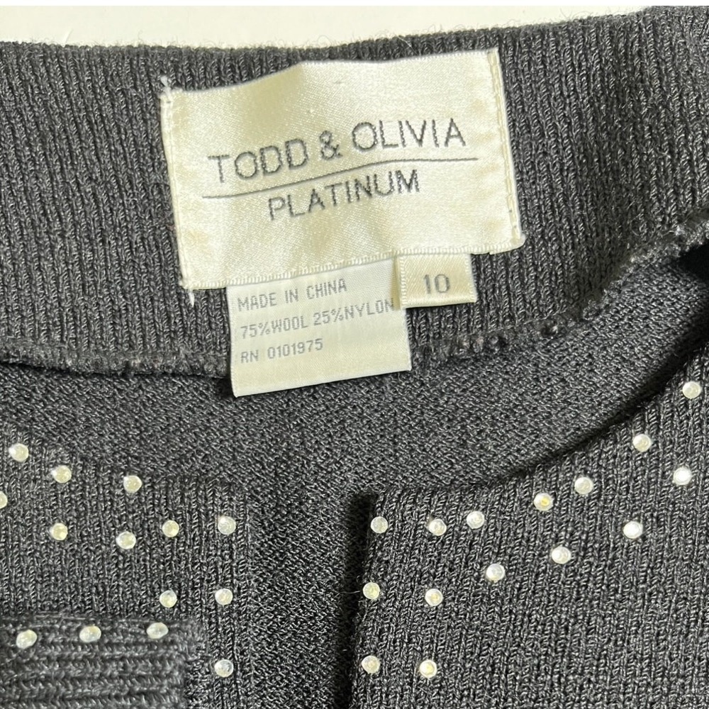 Black Knit‎ Rhinestone Trim Blazer Jacket Women's 10 Todd & Olivia - Picture 7 of 12
